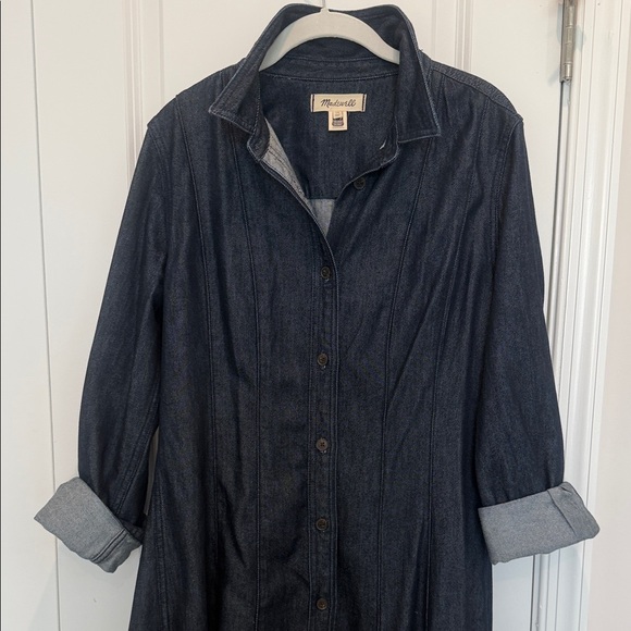 Madewell Dark Blue Denim Long Sleeve Dress - Picture 6 of 7